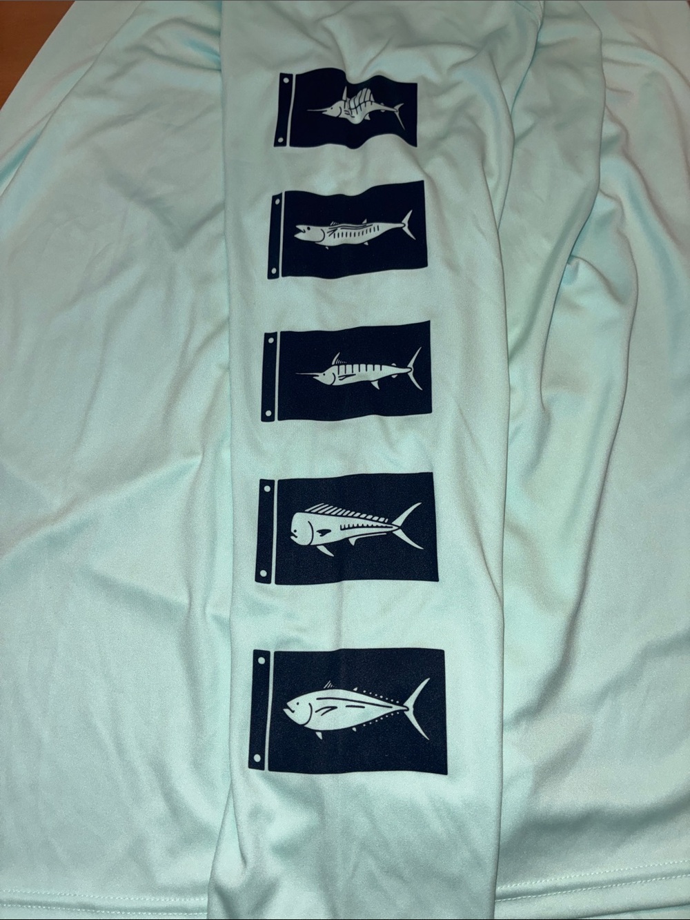 COSTA Men’s NWT Mint Green Long Sleeve Fishing Tee With Navy Sleeve Graphics XXL - Picture 6 of 9